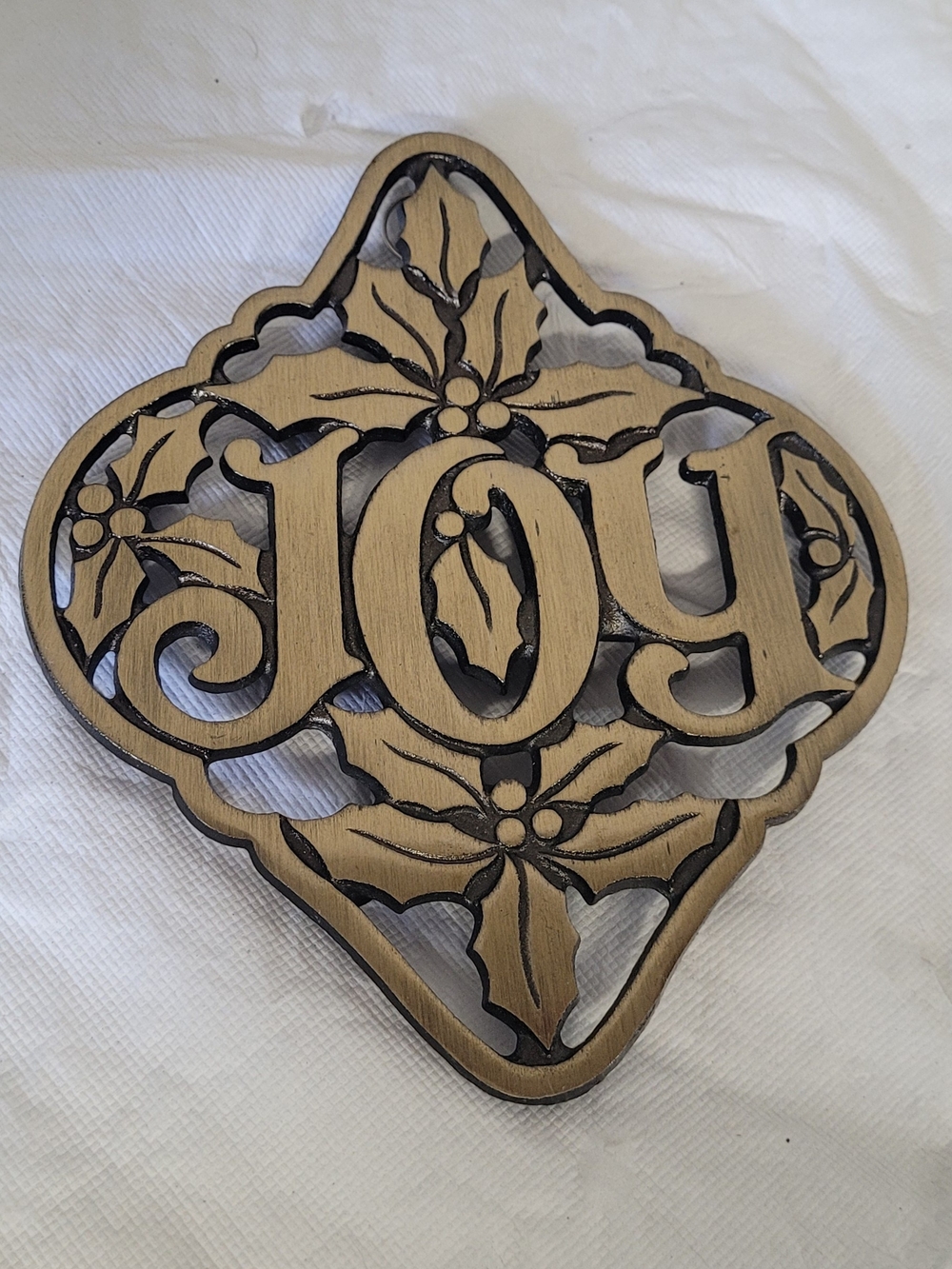 Vintage Iron Gold Joy Trivet
